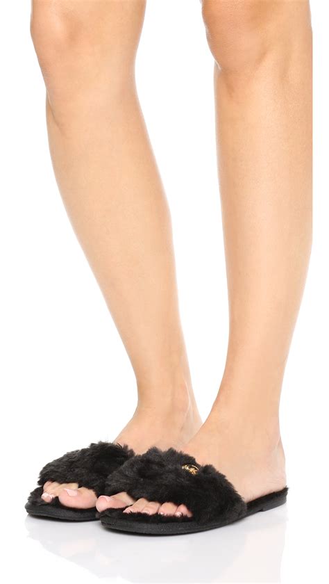 michael kors jet set faux slippers|michael michael kors jet set mk slide black faux fur .